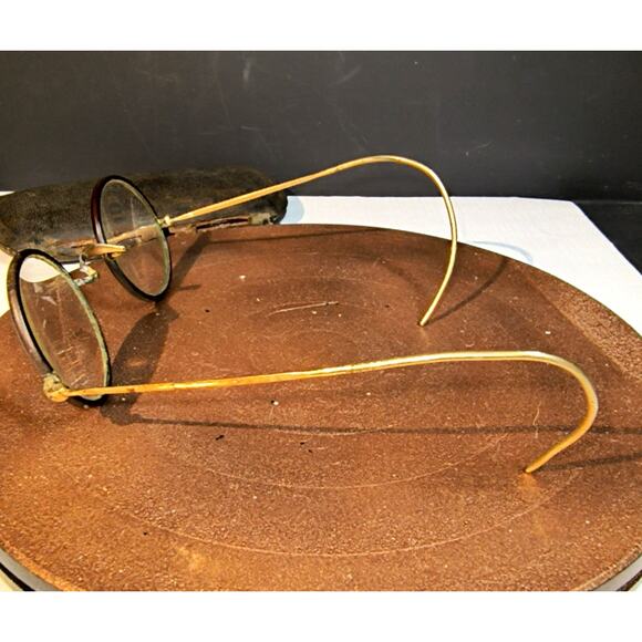 1681.  Antique Round Bifocal Eyeglasses Wire Frame with Case main image 6